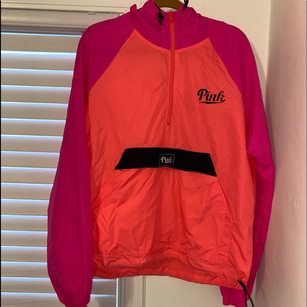 Pink and orange/coral PINK Half Zip Windbreaker